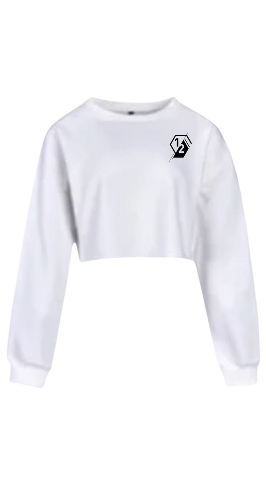 White Logo Crop Sweatshirt